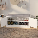 Shoe Storage Bench with 2 Door Cabinet, Entryway Bench with Shoe Storage, Shoe Bench with Cushion, W760P206351
