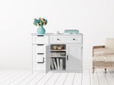 Storage Bathroom Cabinet, 2 Doors 5 Drawers Bathroom Cabinet, White 13184001