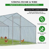 20 x 10 ft Large Metal Chicken Coop, Walk-in Poultry Cage Chicken Hen Run House with Waterproof 01979242
