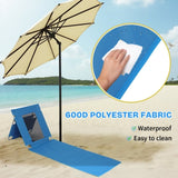 Foldable Beach Lounger, Lightweight Beach Mat Lounge Chair with Breathable Mesh Back, Cooler Pocket 50286081