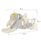 ZNTS Kids Slide Playset Structure 9 in 1, Freestanding Castle Climbing Crawling Playhouse with Slide, PP307713AAK