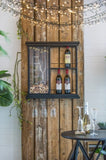 26x5.1x28.3" Black Floating Wine Bar Shelf with Glass Holder and Display Shelves W2078P223144