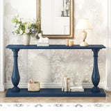U_STYLE Vintage Sofa Table Console Table with Luxurious Pine Veneer and Elegance Vase-Leg Design,for N711P261924V