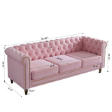 Chesterfield Velvet Sofa 84.65 inch for Living Room PINK Color W579104834