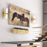 Golden Elegant Resin Wall Sconce,Set of 2,Modern Vertical Light Fixture for Bathrooms, Hallways, W1340P189553
