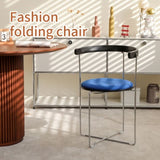 Folding Dining Chair with Modern Design,Chrome Frame with Wood back,Upholstered for Dining Living W2105P250641