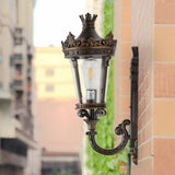 Vintage Outdoor Wall Lantern, Waterproof Exterior Wall Sconce with Crown Top and Clear Glass, W1340P209950