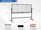 360&deg Rotating Double-Sided Magnetic Whiteboard, 182.8891.44cm Writing Surface Mobile Dry Erase 13556129