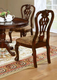 ZNTS Formal Classic Traditional Dining Chairs Cherry Solid wood Damask Print Fabric Seat Intricate Back B01172303