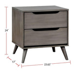 Mid-Century Modern Gray Color 1pc Nightstand Bedroom Furniture Solid wood Round Tapered Legs B011P236772