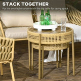 ZNTS Brown PE Wicker Patio End Table Set 73215608