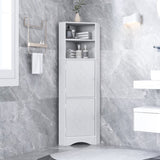 Tall Bathroom Corner Cabinet, Freestanding Storage Cabinet with Doors and Adjustable Shelves, MDF WF293800AAK