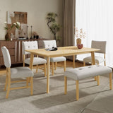 Wooden Dinings Set of 4, Modern Fabric Upholstered Kitchen Sides, Farmhouse Dining Room N752P294998D