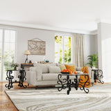3 Piece Tempered Glass Surface Coffee Table Set, Decor Coffee Table Round End Side Table with Sturdy W2167P220517