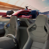 2PC New Universal Bucket Racing Seats Red Stitch Red PVC Leather Reclinable Carbon Look Leather Back W1739P266854