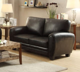 ZNTS Modern Living Room Furniture 1pc Loveseat Black Faux Leather Covering Retro Styling Furniture B01159022