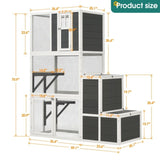 ZNTS 3-Tier Wooden Outdoor & Indoor Cat House Suitable for 1-3 Cats Cat Enclosure Resting Box with 4 W1850120016