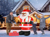 7 FT Lighted Christmas Inflatable Decoration, Inflatable Black Santa Claus Holding Gift, Funny Blow 23214624
