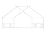 White Flat Bed House Shape with Side Guardrails Twin Children's Iron Bed 70816319