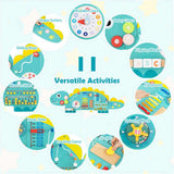 11-in-1 Dinosaur Activity Wall Busy Board Panels-- Wooden Sensory Toy-Green 13357473