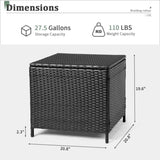 Outdoor PE Wicker Side Table with Storage, Patio Rattan End Table Square Container for Furniture 27645428