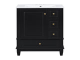 24" Bathroom Vanity with Sink and Drawers, Black Freestanding Vanity Cabinet with Ceramic Top and 74450990