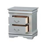 Wooden Nightstand with 2 Drawers in Platinum Finish B016P256195