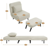 3 in 1 Foldable Linen Chaise Lounge with Adjustable Backrest, Footrest & Detachable Pillow, W1716P280541