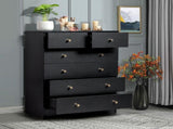 5-Tier 6-Drawer Dresser with Matte Gold Handles Particleboard Textured Melamine Storage Cabinet 99299194