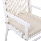 Outdoor Dining Chairs Set of 2, Acacia Wood Patio Armchair with Rope Design Back and Water Repellent N779P224995W