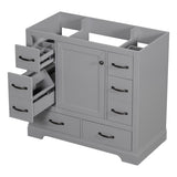 36" Bathroom Vanity without Sink, Cabinet Base Only, Six Drawers, Multi-Functional Drawer Divider, WF307973AAE