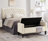 ZNTS Upholstered Tufted Button Storage Bench with nails trim,Entryway Living Room Soft Padded Seat with 65313741