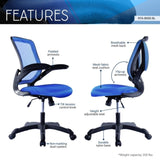 ZNTS Mesh Task Office Chair with Flip Up Arms, Blue 11465606