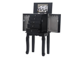 Standing Jewelry Armoire with Mirror, 5 Drawers & 6 Necklace Hooks, Jewelry Cabinet Chest with Top 54277669
