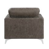 Brownish Gray Polished Microfiber Upholstery Elegant Modern Style Chair 1pc Solid Wood Living Room B011P204083
