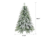 7 FT PreLit Flocked Artificial Christmas Tree, PreStrung LED Lights with White Plastic Ornament N769P523100W