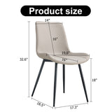 Light gray artificial leather backrest dining chair, black metal legs, curved widened W1151126209