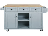 Kitchen Cart with Rubber wood Drop-Leaf Countertop ,Cabinet door internal storage racks,Kitchen 24138755