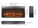 26 inch electric fireplace insert, ultra thin heater log set & realistic flame, remote control W1769103309