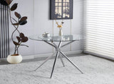 Dining Table with chrome metal leg and tempered glass,Modern Space Saving Kitchen Table for Living W234P351122