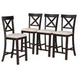 ZNTS 6-Piece Counter Height Dining Table Set Table with Shelf 4 Chairs and Bench for Dining Room 93672907