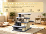 Gray 4-Tier Cat Climbing Steps with Scratching Posts, for High Bed & Sofa Bedroom/Living Room 56118925