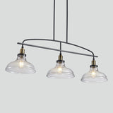 45" Industrial 3-Light Pendant Chandelier with Clear Glass Shades, Black Metal Frame, Adjustable W1340P253586