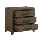 ZNTS Dark Walnut Finish Nightstand of 3 Drawers Classic Design Bedroom Furniture 1pc B011140393