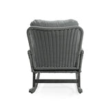 ZNTS Contemporary Minimalist Gray Wicker Rocking Chair with Soft Polyester Cushions and Durable Wooden N767P229004G