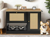 Feeding station with 2 lockers, pet feeding station with 2 elevated dog bowls, side hooks, W1687P246775
