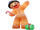 10.6FT Gingerbread Man with Gift Box Inflatable, 8 LED Lights, 190D Polyester Christmas Decor, US 28526088