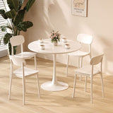 White Round Table, Modern Dining Table, MDF Top and Steel Base Tulip Round Kitchen Table, Mid W2641P192316