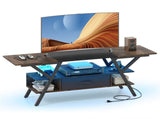 55" LED Light-Up TV Stand - 16 Colors4 Modes, Built-in Charging Station , Rustic 27863091
