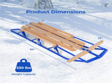 Classic Winter Sled - Sit/Lie Dual-Use, Pre-Drilled Steering Bar, Outdoor Snow Fun-Blue 98306168